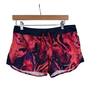 Patagonia Women's Nine Trials Lined Shorts Size‎ Small Red Orange Marbled